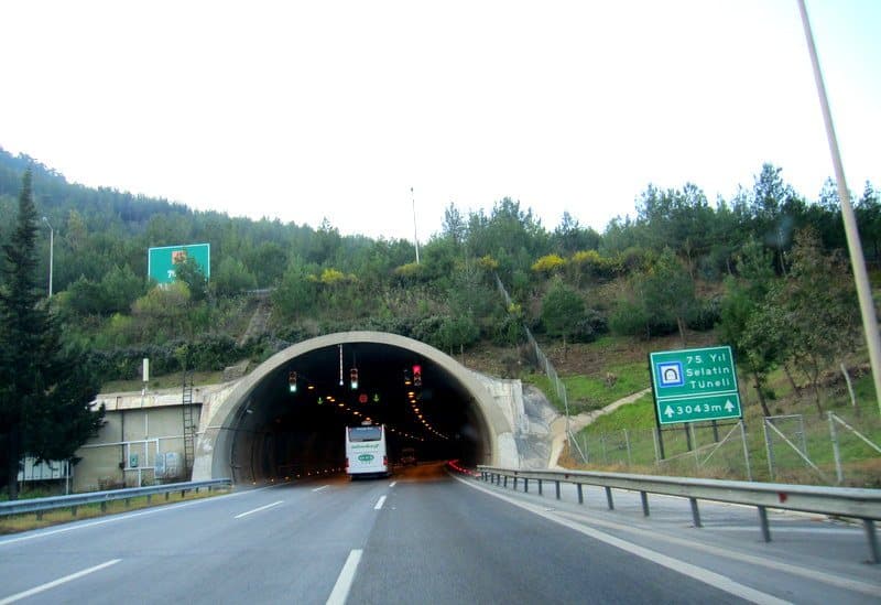 Selatin Tunnel portal on the İzmir–Aydın motorway